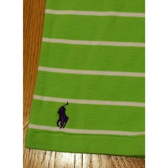 Polo Ralph Lauren Women Pony Logo Ribbed Scoop Neck T Shirt Green/White Size S - Picture 3 of 4